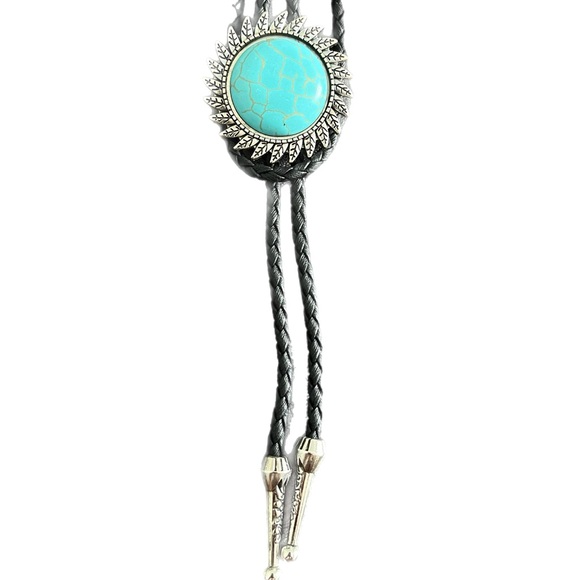 Turquoise Gem Bolo Necktie Western Necklace - Picture 1 of 5